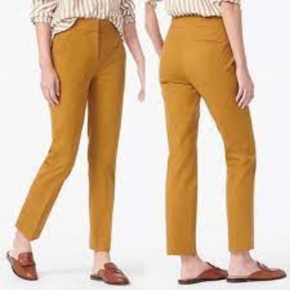 ✅ J.Crew Remi Slim Straight Leg Trouser Dress Pants Mustard Career Retro 2T - Picture 1 of 8
